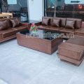 Sofa Băng Gỗ Sồi Chân Thuyền Bọc Da Hiện Đại TA-G10