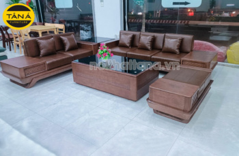 Sofa Băng Gỗ Sồi Chân Thuyền Bọc Da Hiện Đại TA-G10
