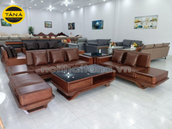Sofa Băng Gỗ Sồi Chân Thuyền Bọc Da Hiện Đại TA-G10