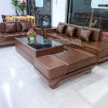 Sofa Băng Gỗ Sồi Chân Thuyền Bọc Da Hiện Đại TA-G10