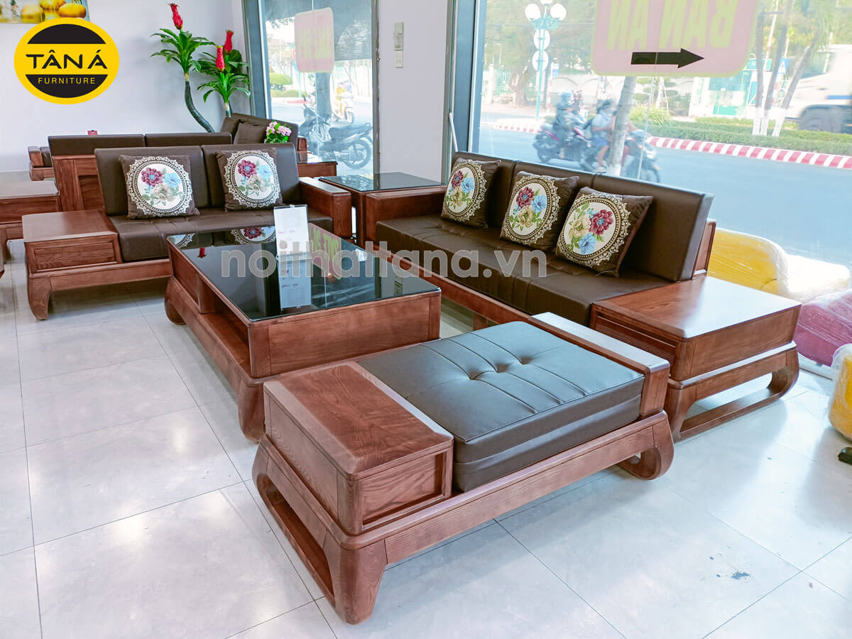 Sofa Băng Gỗ Sồi Nga Bọc Da Cao Cấp TA-G02