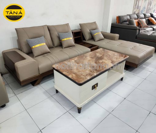 Sofa Gỗ Sồi Bọc Da Góc L Đẹp TA-882B-12