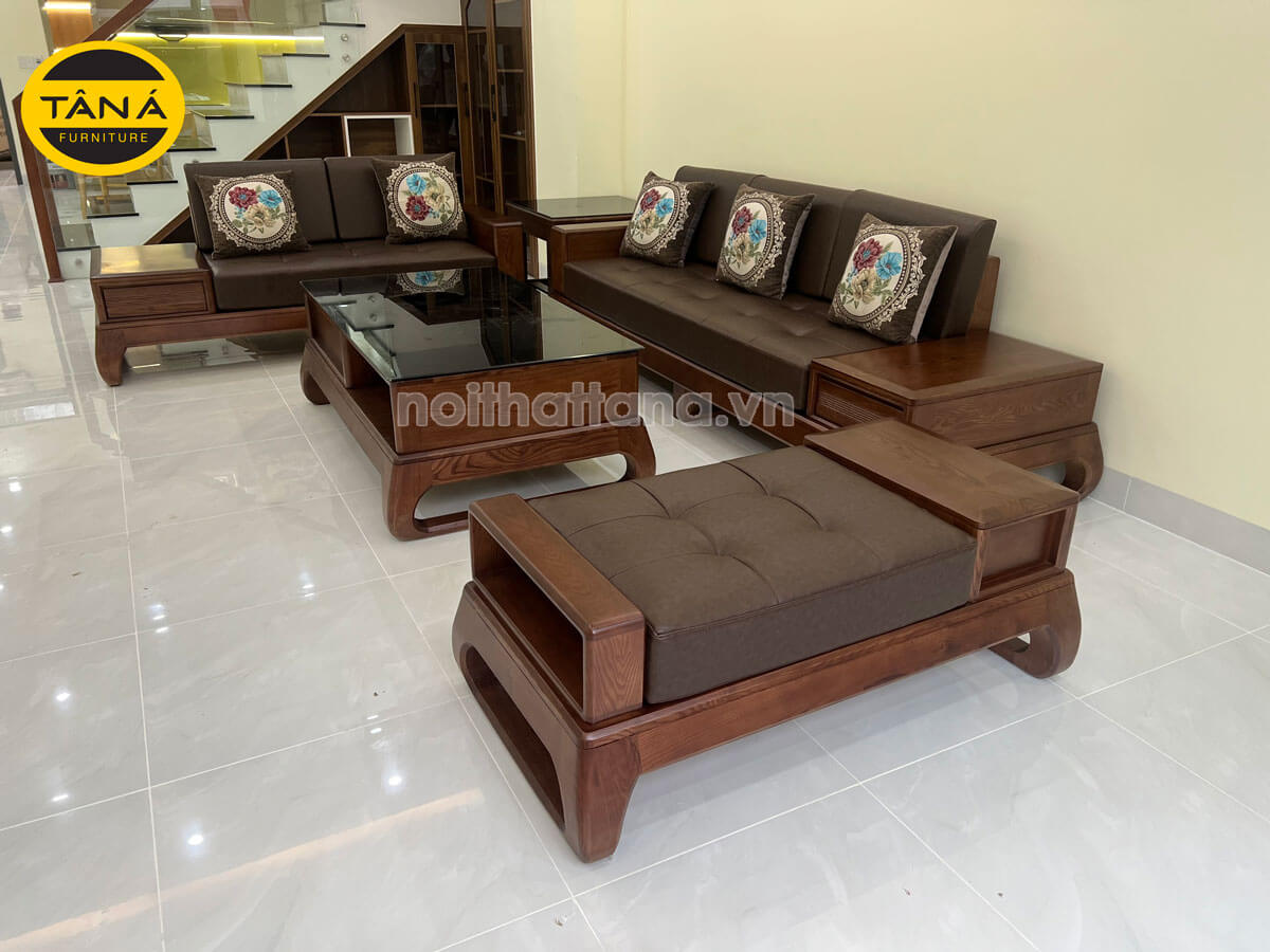 Ghế sofa băng gỗ sồi bọc da cao cấp nhập khẩu TA-G02