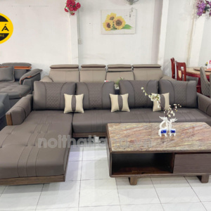 Sofa Gỗ Sồi Bọc Da Góc L Hiện Đại TA-883A-37-1