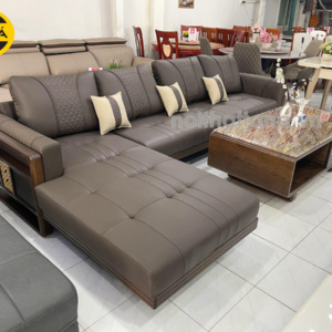 Sofa Gỗ Sồi Bọc Da Góc L Hiện Đại TA-883A-37-1