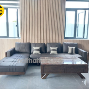 Sofa Gỗ Sồi Bọc Da Góc L Hiện Đại TA-883A-37-1