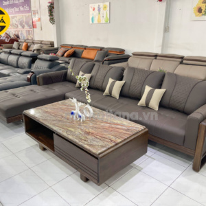 Sofa Gỗ Sồi Bọc Da Góc L Hiện Đại TA-883A-37-1