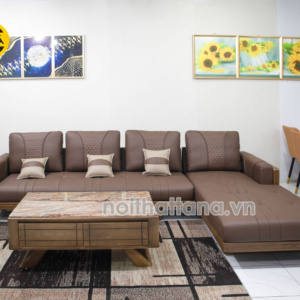 Sofa Gỗ Sồi Góc L Hiện Đại TA-883A-37-1 Bọc Da Cao Cấp Chống Trầy Xước, Lau Được Mực
