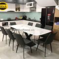 Bộ Bàn Ăn Mặt Đá Tự Nhiên 1,8m 8 Ghế Chân Sắt Tĩnh Điện BA119