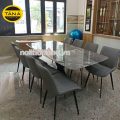 Bộ Bàn Ăn Mặt Đá Tự Nhiên 1,8m 8 Ghế Chân Sắt Tĩnh Điện BA119