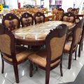 Bộ Bàn Ăn 2m2 mặt đá Oval Tân Cổ Điển 8 Ghế Gỗ Sồi Cao Cấp nhập khẩu đài loan BA74