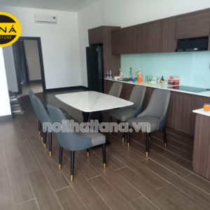 Bộ Bàn Ăn Mặt Đá Men 1,6m 6 Ghế Chân Sắt Tĩnh Điện BA114