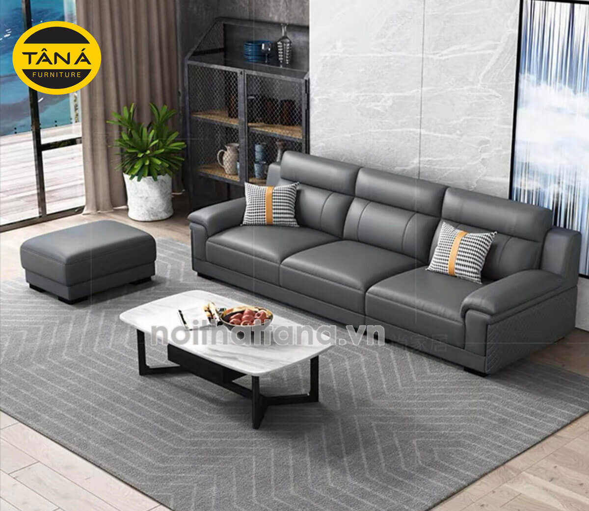 Ghế sofa băng da 3 chỗ ngồi nhỏ gọn TB43