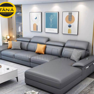 Ghế sofa da góc L cho phòng khách hiện đại N100