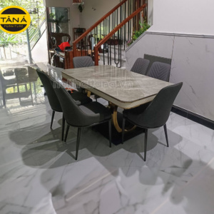 Bộ Bàn Ăn Mặt Đá Ceramic 6 Ghế Hiện Đại Nhập Khẩu BA142