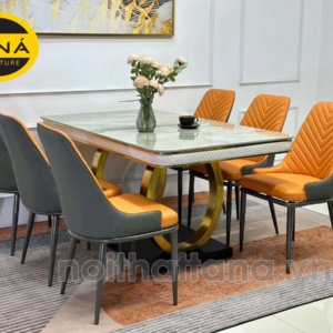 Bộ Bàn Ăn Mặt Đá Ceramic 6 Ghế Hiện Đại Nhập Khẩu BA142