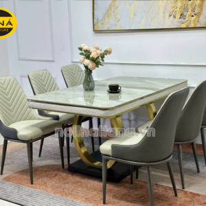 Bộ Bàn Ăn Mặt Đá Ceramic 6 Ghế Hiện Đại Nhập Khẩu BA142