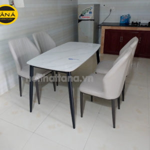Bộ Bàn Ăn Mặt Đá Ceramic 4 Ghế Hiện Đại Nhập Khẩu BA124
