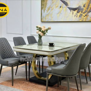 Bộ Bàn Ăn Mặt Đá Ceramic 6 Ghế Hiện Đại Nhập Khẩu BA142