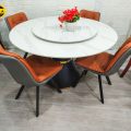 Bộ Bàn Ăn Tròn Mặt Đá Ceramic 6 Ghế Cao Cấp Nhập Khẩu BA141