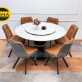 Bộ Bàn Ăn Tròn Mặt Đá Ceramic 6 Ghế Cao Cấp Nhập Khẩu BA141