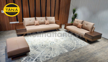 Sofa Băng Gỗ Sồi Bọc Da Hiện Đại TA-881A-22-2