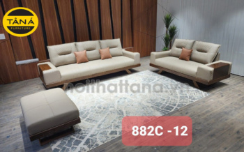 Sofa Băng Gỗ Sồi Bọc Da Hiện Đại TA-882C-12