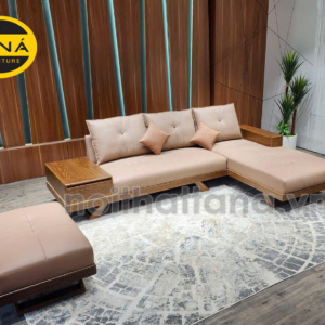 Sofa Gỗ Sồi Nhập Khẩu Nga Bọc Da Hàn Quốc Góc L TA-881A-22-1