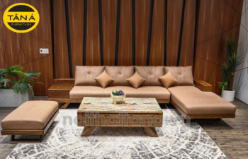 Sofa Gỗ Sồi Nga Bọc Da Góc L Đẹp TA-881A-22