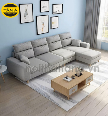 Ghế Sofa Góc L Đệm Vải T69 Khung Gỗ Tự Nhiên Bền Bỉ
