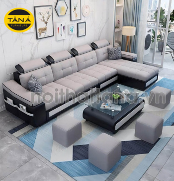 Ghế Sofa Vải T71 Góc L Đệm Lưng Dập Nút Đẹp Tinh Tế