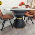 Bộ Bàn Ăn Tròn Mặt Đá Ceramic 6 Ghế Cao Cấp Nhập Khẩu BA141