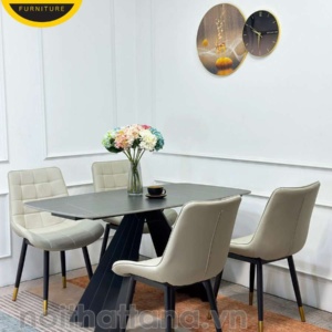 Bộ Bàn Ăn Mặt Đá Ceramic 4 Ghế Hiện Đại Nhập Khẩu BA134