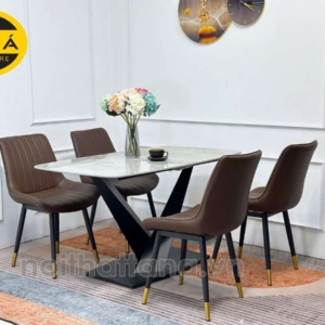 Bộ Bàn Ăn Mặt Đá Ceramic 4 Ghế Hiện Đại Nhập Khẩu BA135
