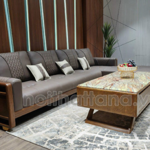 Sofa Gỗ Sồi Bọc Da Góc L Hiện Đại TA-883A-37-1