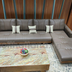 Sofa Gỗ Sồi Bọc Da Góc L Hiện Đại TA-883A-37-1