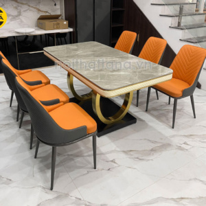 Bộ Bàn Ăn Mặt Đá Ceramic 6 Ghế Hiện Đại Nhập Khẩu BA142