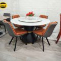 Bộ Bàn Ăn Tròn Mặt Đá Ceramic 6 Ghế Cao Cấp Nhập Khẩu BA141