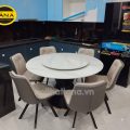 Bộ Bàn Ăn Tròn Mặt Đá Ceramic 6 Ghế Cao Cấp Nhập Khẩu BA141