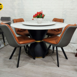 Bộ Bàn Ăn Tròn Mặt Đá Ceramic 6 Ghế Cao Cấp Nhập Khẩu BA141