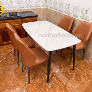 Bộ Bàn Ăn Mặt Đá Ceramic 4 Ghế Hiện Đại Nhập Khẩu BA124
