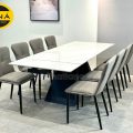 Bộ Bàn Ăn Thông Minh Mặt Đá Men 8 Ghế Nhập Khẩu BA167