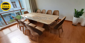 Bộ Bàn Ăn Mặt Đá Tự Nhiên 10 Ghế Nhập Khẩu BA161