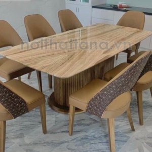 Bộ Bàn Ăn Mặt Đá Tự Nhiên 8 Ghế Nhập Khẩu BA163