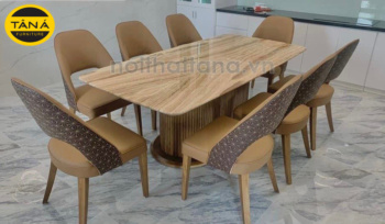 Bộ Bàn Ăn Mặt Đá Tự Nhiên 8 Ghế Nhập Khẩu BA163