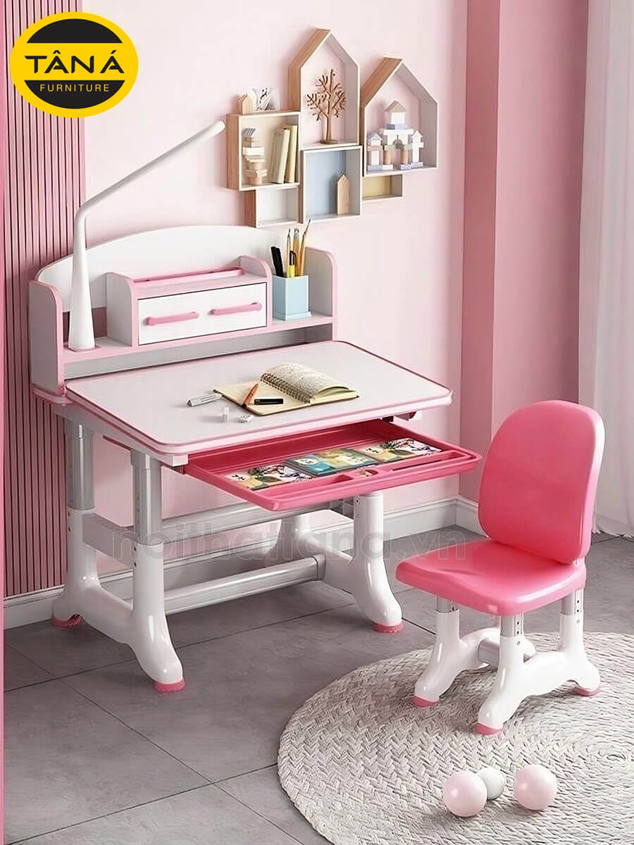 Bộ bàn ghế cho bé gái màu hồng nhập khẩu đài loan
