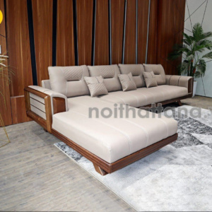 Sofa Gỗ Bọc Da Cao Cấp Góc L Đẹp TA-G14