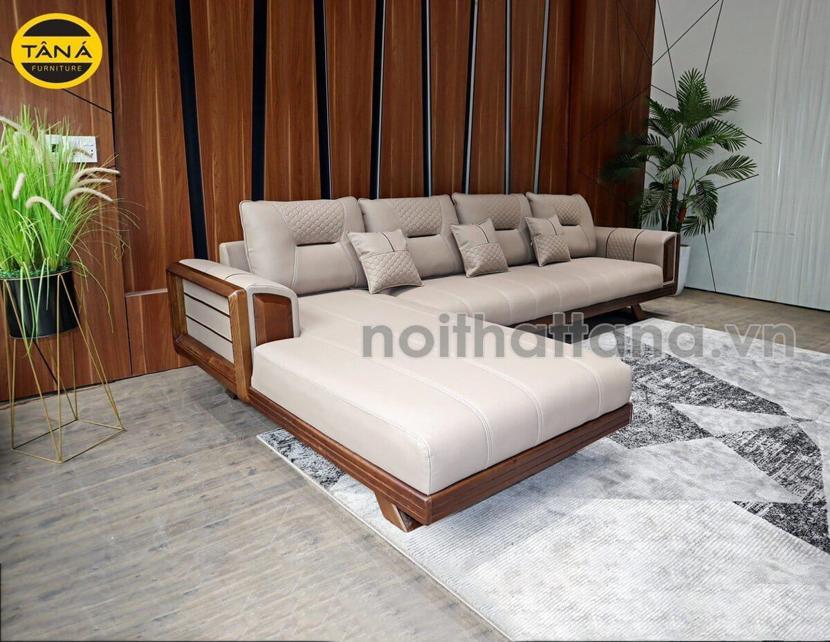 Ghế sofa gỗ sồi Nga góc L hiện đại