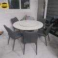 Bộ Bàn Ăn Tròn Mặt Đá Ceramic Có Mâm Xoay 6 Ghế Nhập Khẩu BA184