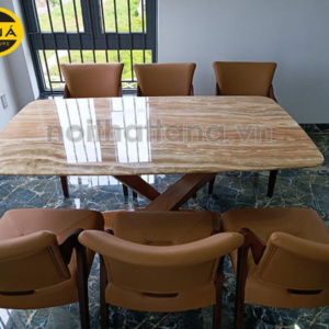 Bộ Bàn Ăn Mặt Đá Tự Nhiên 6 Ghế Nhập Khẩu BA172